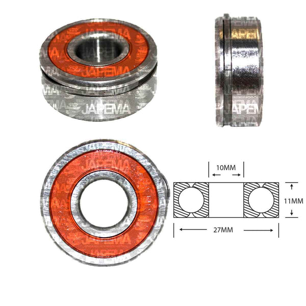 SKU6 BALERO BOLA D.I. 10MM, D.E. 27MM, H 11MM TAPA S.R.E. LADO DEL COLECTOR MARCA JAPEMA ALTERNADOR NISSAN