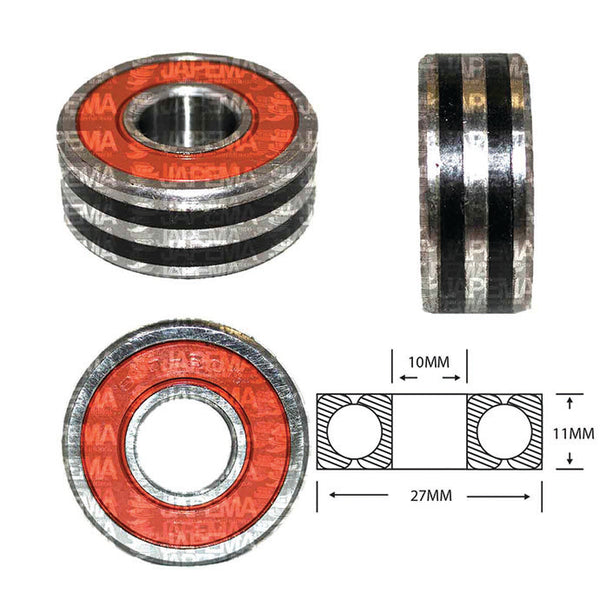 SKU4359 BALERO BOLA D.I. 10MM, D.E. 27MM, H 11MM CON TEFLON TAPA S.R.E. LADO DEL COLECTOR MARCA JAPEMA ALTERNADOR NISSAN
