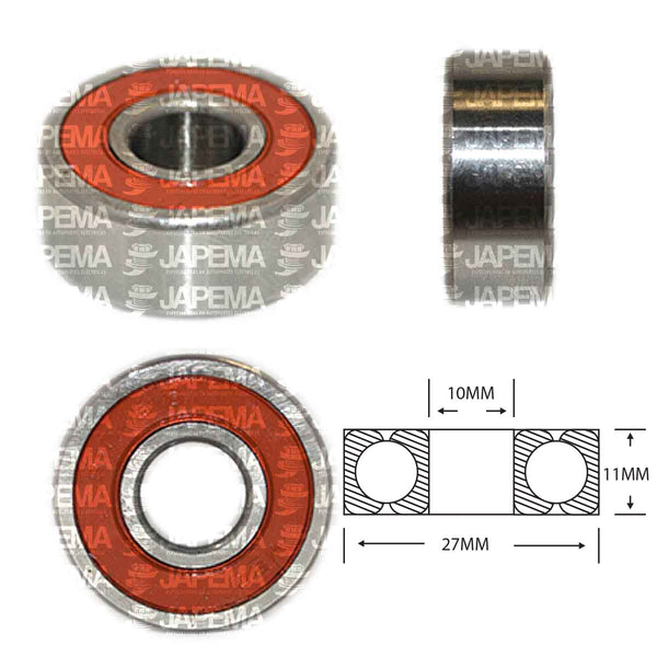 SKU7 BALERO BOLA D.I. 10MM, D.E. 27MM, H 11MM TAPA S.R.E. LADO DEL COLECTOR MARCA JAPEMA ALTERNADOR FORD 6G F150, FOCUS, RANGER, WINDSTAR