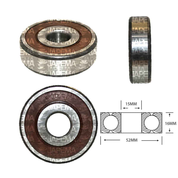 SKU18 BALERO BOLA D.I. 15MM, D.E. 52MM, H 16MM TAPA D.E. LADO DE LA POLEA MARCA JAPEMA ALTERANDOR NIPPONDENSO, TOYOTA