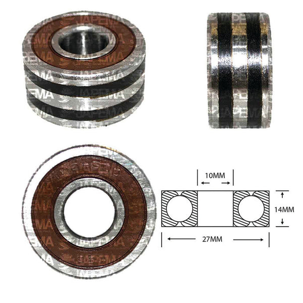 SKU27 BALERO BOLA D.I. 10MM, D.E. 27MM, H 14MM TAPA D.E. LADO DE LA POLEA MARCA JAPEMA ALTERNADOR MITSUBISHI