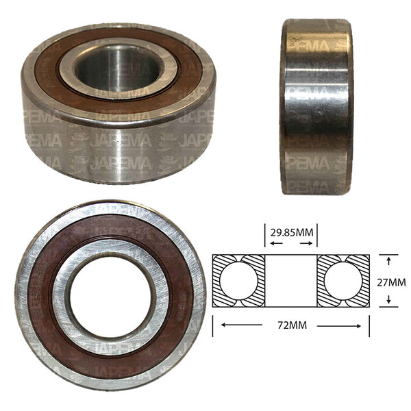 SKU5340 BALERO BOLA D.I. 29.85MM, D.E. 72MM, H 27MM TAPA D.E. LADO DE LA POLEA MARCA JAPEMA ALTERNADORES BOSCH CAMIONES DAF, MAN, MERCEDES, SCANIA, VOLVO