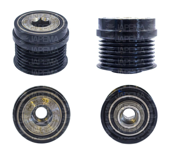 SKU5955 POLEA CLUTCH ALTERNADOR NIPPONDENSO 7C CW M14, D.I. 17MM, D.E. 52.5MM, BANDA 25MM, 1ER RANURA 8.7MM MARCA JAPEMA