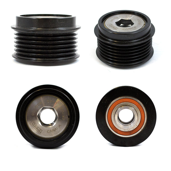 SKU11538 POLEA CLUTCH ALTERNADOR MITSUBISHI 6C CW, M17, D.I. 17MM, D.E. 57.5MM, BANDA 24MM, 1ER RANURA 8.4MM MARCA JAPEMA
