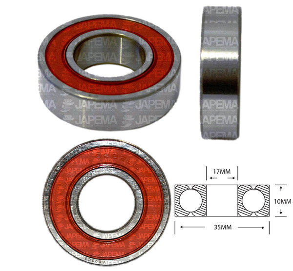 SKU5362 BALERO BOLA D.I. 17MM, D.E. 35MM, H 10MM TAPA S.R.E. LADO DEL COLECTOR, ARMADURAS MITSUBISHI MARCA NTN ALTERNADOR BOSCH Y VALEO, ARRANQUE MITSUBISHI Y NIKKO