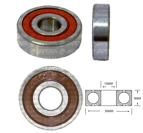 SKU7170 BALERO BOLA D.I. 10MM, D.E. 30MM, H 9MM ARMADURA, TAPA S.R.E. LADO COLECTOR MARCA NTN ALTERNADOR BOSCH, MARCHA NIKKO 28MT