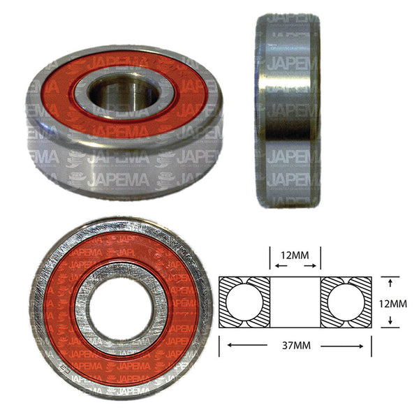 SKU2237 BALERO BOLA D.I. 12MM, D.E. 37MM, H 12MM ARMADURA, POLEA LOCA Y TENSORA DE LA BANDA MARCA NTN ARRANQUE DELCO 39MT, MITSUBISHI