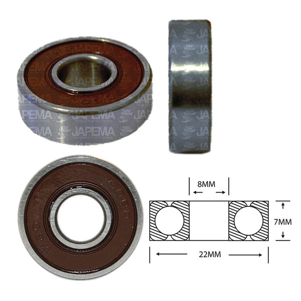 SKU2249 BALERO BOLA D.I. 8MM, D.E. 22MM, H 7MM ARMADURA MARCA JAPEMA ARRANQUE HITACHI, MITSUBA