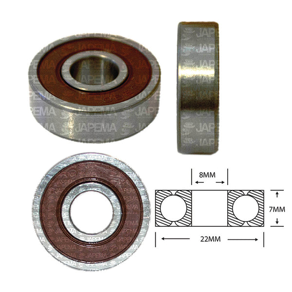 SKU2293 BALERO BOLA D.I. 9MM, D.E. 26MM, H 8MM ARMADURA MARCA JAPEMA MITSUBISHI