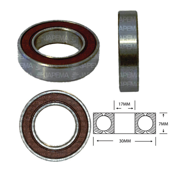 SKU2517 BALERO BOLA D.I. 17MM, D.E. 30MM, H 7MM ARMADURA MARCA JAPEMA ARRANQUE HITACHI, MITSUBISHI, THERMOKING