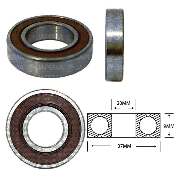 SKU3160 BALERO BOLA D.I. 20MM, D.E. 37MM, H 9MM ARAMDURA MARCA JAPEMA ARRANQUE NIPPONDENSO JOHN DEERE, TOYOTA