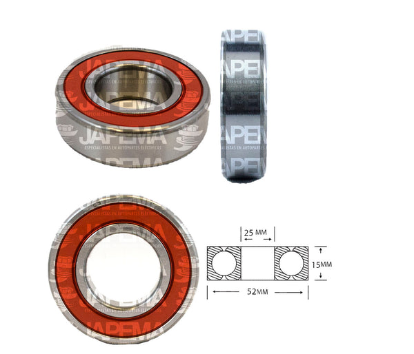 SKU2094 BALERO BOLA D.I. 25MM, D.E. 52MM, H 15MM TAPA S.R.E LADO DEL COLECTOR MARCA JAPEMA ALTERNADOR LEECE NEVILLE, MOTOROLA, PRESTOLITE
