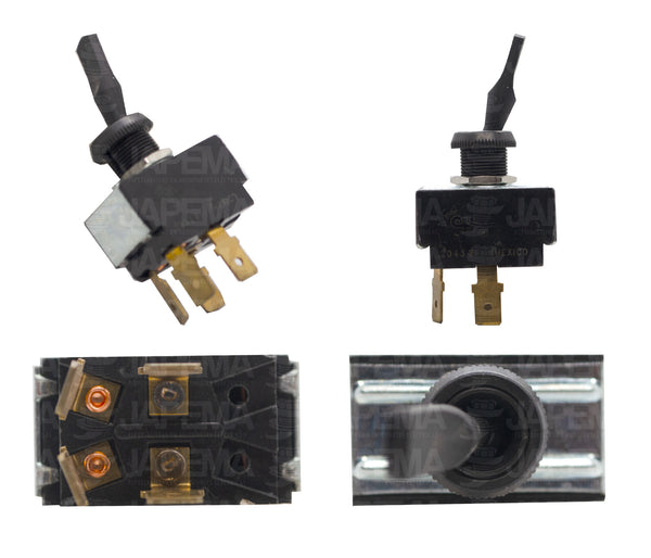 SKU6327 INTERRUPTOR DE PALANCA 1 PASO 2 TERMINALES MACHO PALANCA CORTA DE PLASTICO MARCA JAPEMA