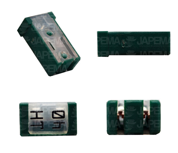 SKU11959 FUSIBLE PXPS 40 AMPERES ENCHUFE MICRO RANURADO HEMBRA TIPO MUELA PAL COLOR VERDE MARCA JAPEMA
