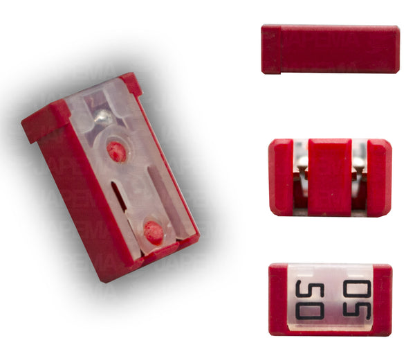 SKU11968 FUSIBLE PXPS 50 AMPERES ENCHUFE MICRO RANURADO HEMBRA TIPO MUELA PAL COLOR ROJO MARCA JAPEMA