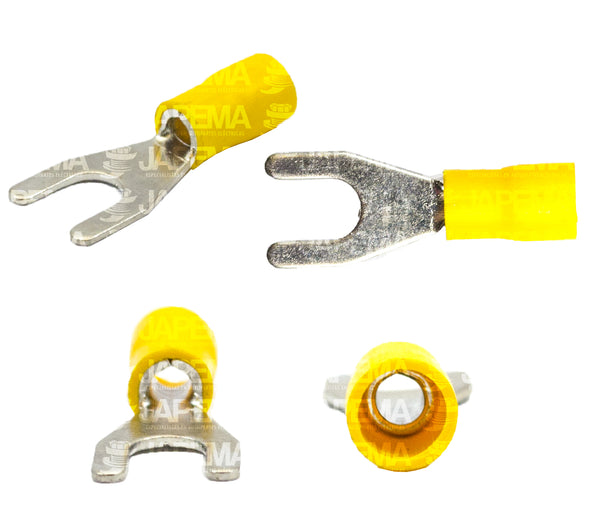 SKU12384 TERMINALITA ABIERTA 1/4 AMARILLA CABLE 10-12 MARCA JAPEMA