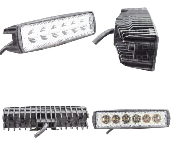 SKU1735 BARRA AUXILIAR LED RECTANGULAR 6" 6000K 6 LED 12V MARCA JAPEMA