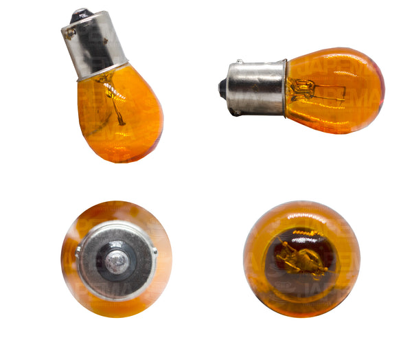 SKU12081 FOCO INCANDESCENTE 7507 AMBAR 24V 21W BAU15s S8 1 FILAMENTO 1 POLO PATAS EN ESCUADRA MARCA JAPEMA