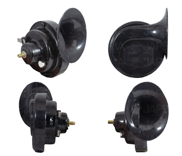 SKU7158 BOCINA CLAXON CARACOL 12V 110DB 400-500HZ 2 PIEZAS TONO ALTO Y BAJO MARCA ECONOMICA