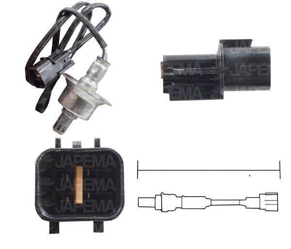 SKU7608 SENSOR DE OXIGENO ANTES DEL CATALIZADOR 4 TERMINALES 735MM MARCA JAPEMA