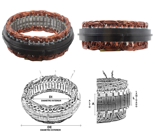 SKU10837 ESTATOR ALTERNADOR DELCO 10SI 12V-24V 37AMP-42AMP MARCA JAPEMA