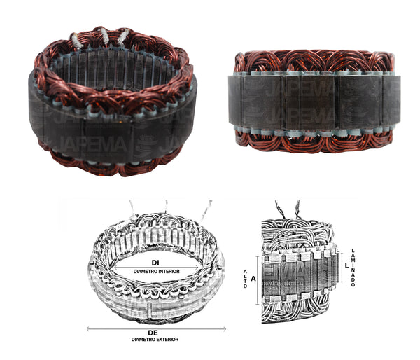 SKU13566 ESTATOR DE ALTERNADOR 28SI 200A MARCA JAPEMA