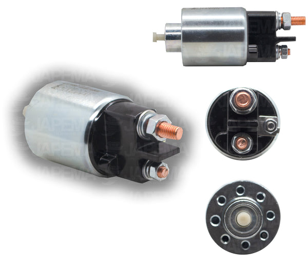SKU12812 SOLENOIDE HITACHI 12V 3TERMINALES BATTERY M8  MOTOR M6 SWITCH M5 MARCA JAPEMA