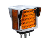 SKU12657 CALAVERA LUZ DIRECCIONAL LED LADO DERECHO 1 TORNILLO 12V 24 LEDS AMBAR / ROJO VISERA BISEL CROMADO MARCA JAPEMA
