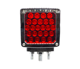 SKU12657 CALAVERA LUZ DIRECCIONAL LED LADO DERECHO 1 TORNILLO 12V 24 LEDS AMBAR / ROJO VISERA BISEL CROMADO MARCA JAPEMA