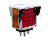 SKU12660 CALAVERA LUZ DIRECCIONAL LED LADO IZQUIERDO 1 TORNILLO 12V 24 LEDS AMBAR / ROJO VISERA BISEL CROMADO MARCA JAPEMA