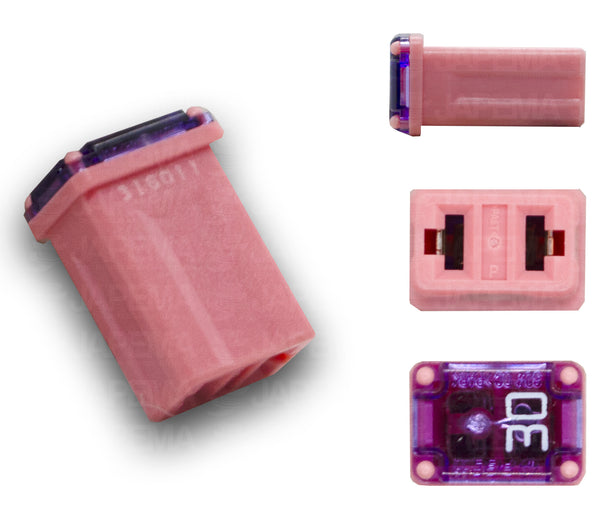 SKU11919 FUSIBLE FMM 30 AMPERES ENCHUFE MICRO HEMBRA TIPO MUELA PAL COLOR ROSA