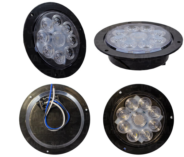 SKU10029 PLAFON LED REDONDO ATORNILLABLE 4" COLOR BLANCO BISEL NEGRO 12V-24V 9 LEDS MARCA ECONOMICA