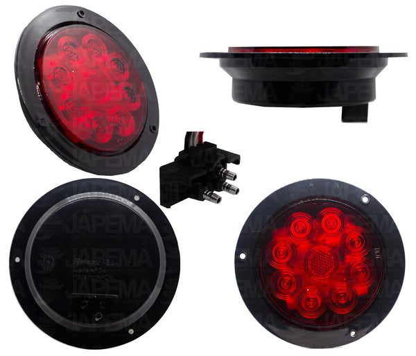 SKU13591 PLAFON LED REDONDO ATORNILLABLE 4" 12V-24V 8 LEDS COLOR ROJO BISEL NEGRO MARA ECONOMICA