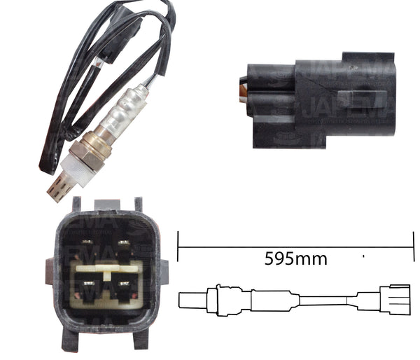 SKU13688 SENSOR DE OXIGENO DESPUES DEL CATALIZADOR 4 TERMINALES 595MM MARCA JAPEMA