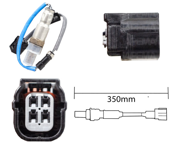 SKU13572 SENSOR DE OXIGENO DESPUES DEL CATALIZADOR 4 TERMINALES 350MM MARCA JAPEMA
