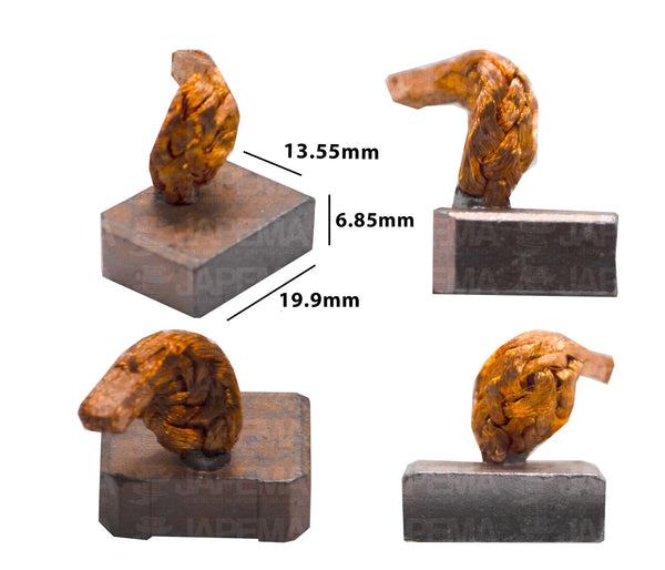 SKU4062 CARBONES ARRANQUE NIPPONDENSO PLGR NEGATIVOS 12V 6.85MM T X 19.9MM W X 13.55/14.03MM L X 26MM LL MARCA JAPEMA