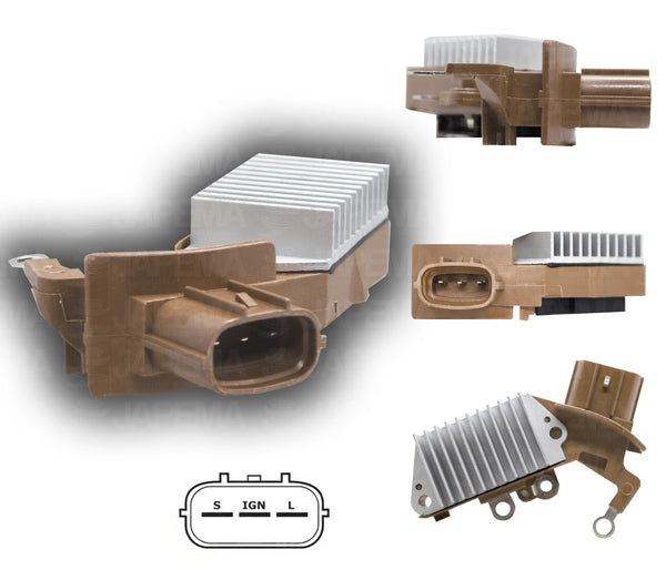 SKU11205 REGULADOR NIPPONDENSO 12V, TERMINALES S-IG-L, VOLTAJE 14.6 MARCA ECONOMICA