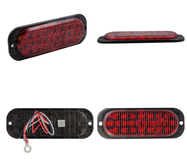 SKU146 PLAFON LED OVALADO ATORNILLABLE 2" COLOR ROJO 12V-24V 24 LEDS MARCA JAPEMA