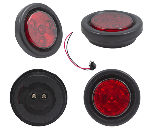 SKU8707 PLAFON LED REDONDO 2" COLOR ROJO 12V-24V 4 LEDS MARCA JAPEMA