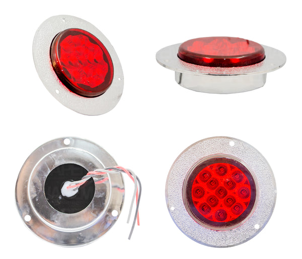 SKU662 PLAFON LED REDONDO ATORNILLABLE 2.5" COLOR ROJO BASE CROMADA 13 LEDS MARCA JAPEMA