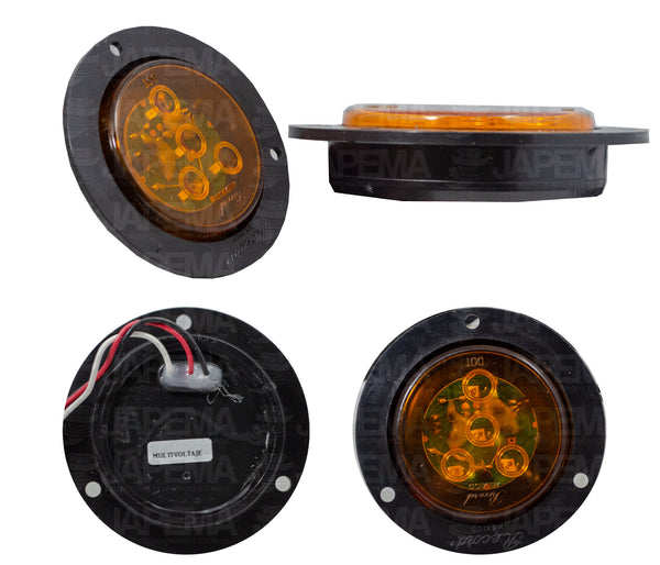 SKU10056 PLAFON LED REDONDO ATORNILLABLE 2.5" COLOR AMBAR BASE NEGRA 12V 3 LEDS MARCA JAPEMA