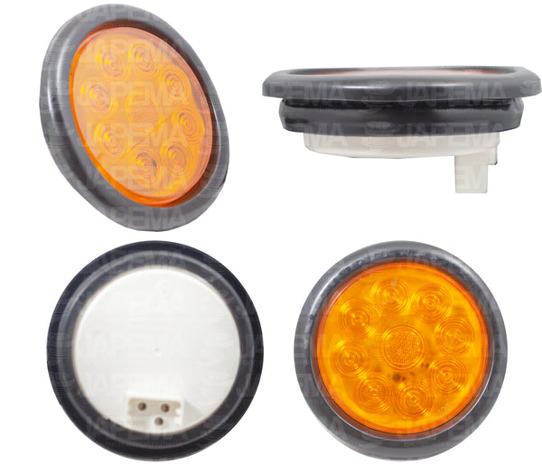 SKU7046 PLAFON LED REDONDO 4" COLOR AMBAR 12V-24V 8 LEDS GIRATORIO MARCA ECONOMICA