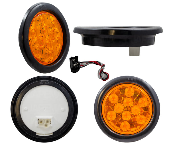 SKU1633 PLAFON LED REDONDO DE EMBUTIR 4" COLOR AMBAR 12V-24V 10 LEDS MARCA JAPEMA