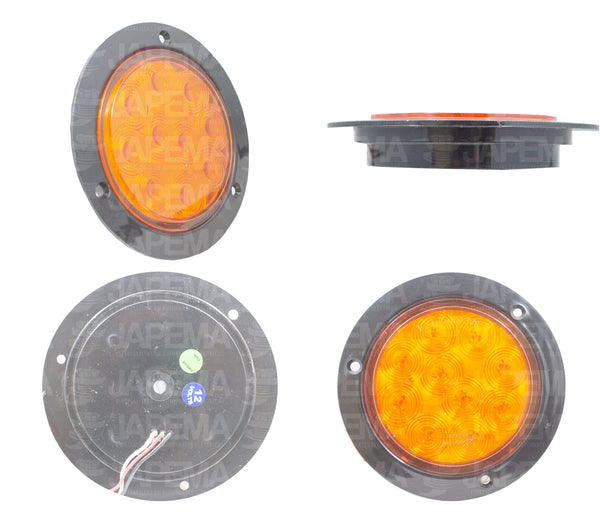 SKU9178 PLAFON LED REDONDO ATORNILLABLE 4" 10 LEDS COLOR AMBAR BISEL NEGRO 12V-24V MARCA JAPEMA