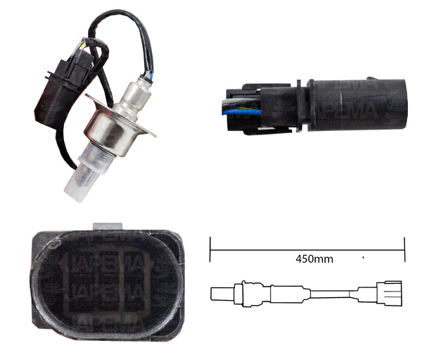 SKU12355 SENSOR DE OXIGENO ANTES DEL CATALIZADOR 5 TERMINALES 450MM MARCA JAPEMA