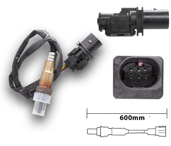 SKU1177 SENSOR DE OXIGENO ANTES DEL CATALIZADOR 5 TERMINALES 600MM MARCA JAPEMA