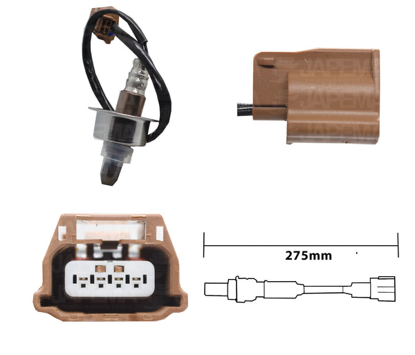 SKU11016 SENSOR DE OXIGENO ANTES DEL CATALIZADOR 4 TERMINALES 275MM MARCA JAPEMA