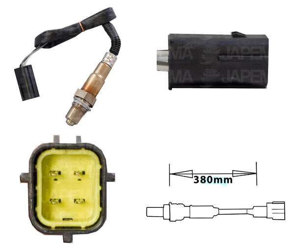 SKU9750 SENSOR DE OXIGENO ANTES DEL CATALIZADOR 4 TERMINALES 380MM MARCA JAPEMA