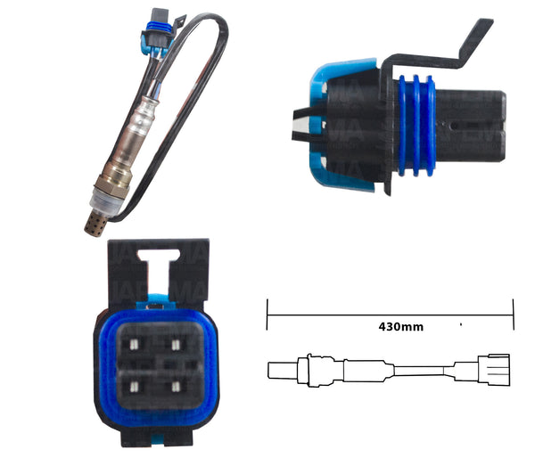SKU11072 SENSOR DE OXIGENO ANTES Y DESPUES DEL CATALIZADOR 4 TERMINALES 430MM MARCA JAPEMA