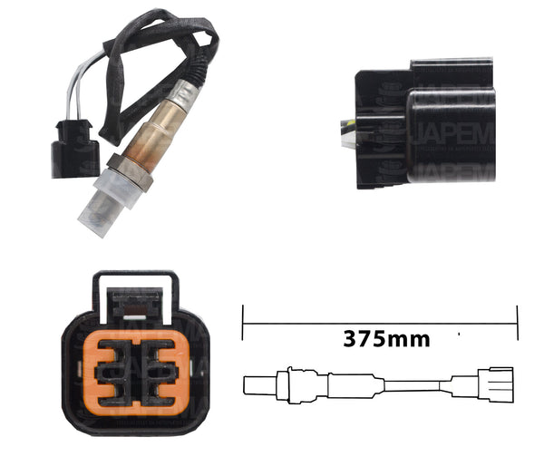 SKU10934 SENSOR DE OXIGENO ANTES DEL CATALIZADOR 4 TERMINALES 375MM MARCA JAPEMA